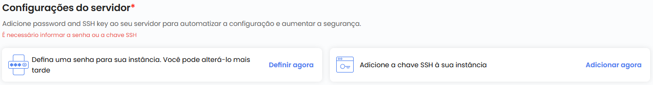 Configurações do servidor