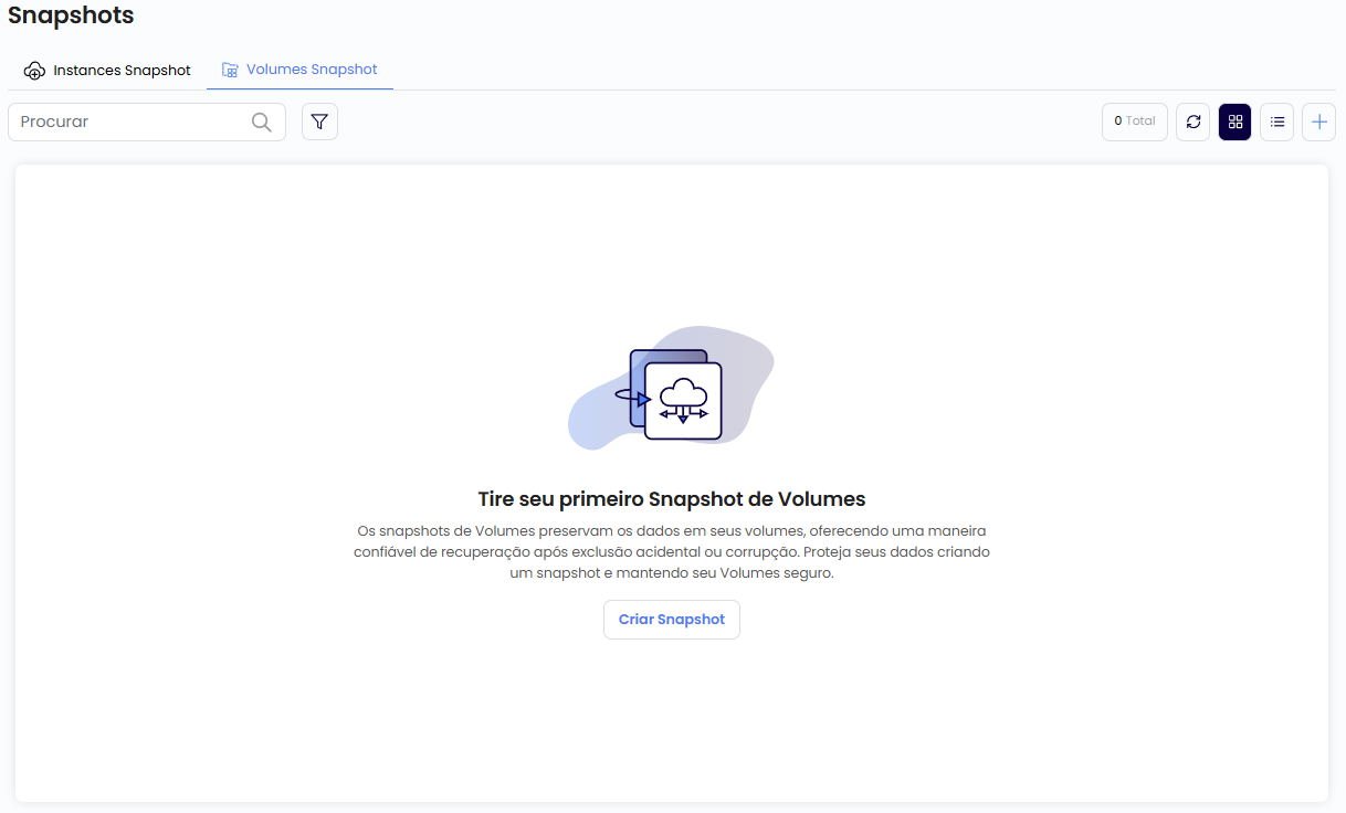 Dashboard de Snapshots de Volume