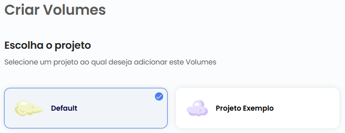Escolha do projeto para o volume
