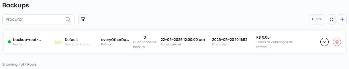 Exemplo de backup na lista