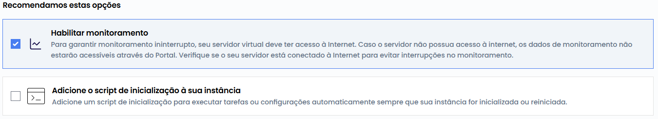 Monitoramento da instância