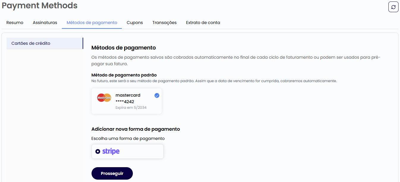 Métodos de pagamento