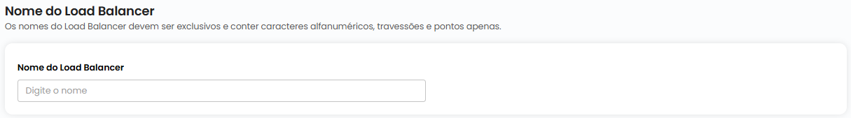 Campo de nome do Load Balancer