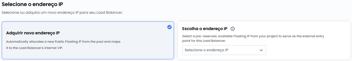 Seleção do endereço IP