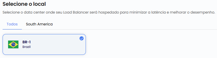 Seleção do local/datacenter