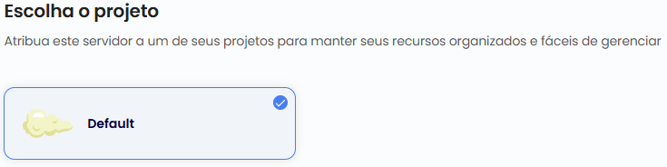 Selecionar projeto onde a instância será alocada