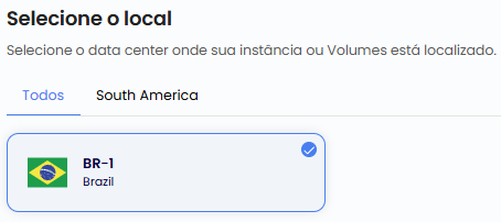 Seleção de local/datacenter