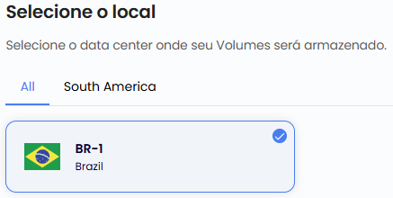 Seleção do local/datacenter